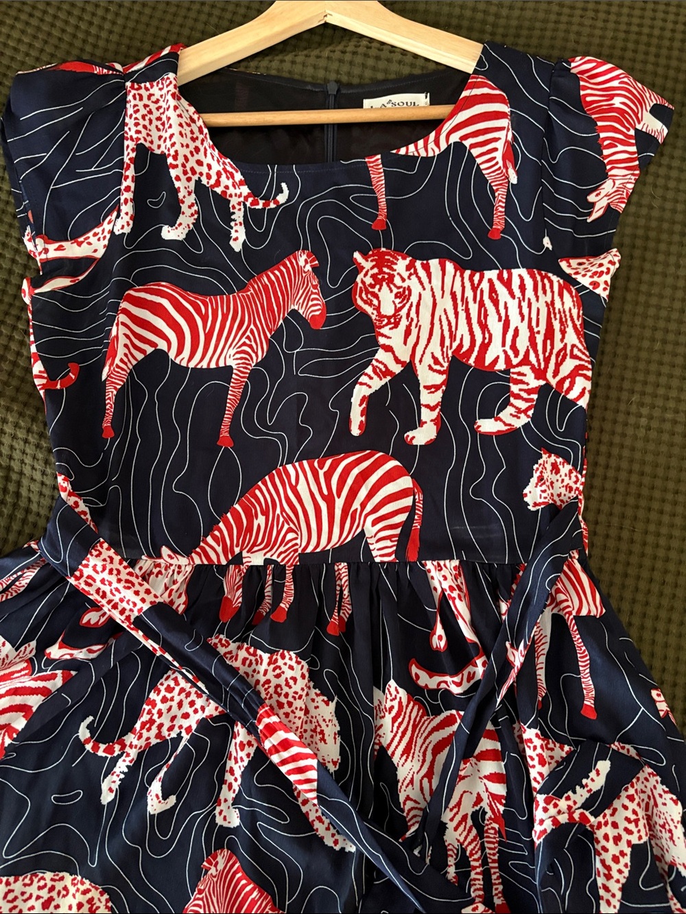 L.A. SOUL Retro Novelty Fit & Flare Dress Womens Size Small Animal Print